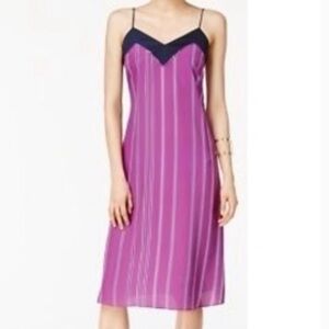 New ARMANI EXCHANGE Women’s Purple Blue Pinstripe Silky Slip Dress Size 0